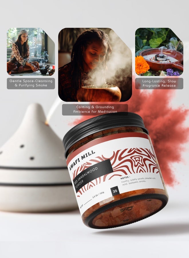 AWAFI MILL Red Sandal Powder 100g (3.5 Oz) - Pack of 5 | Red Sandalwood Powder | 100% Natural - Image 2